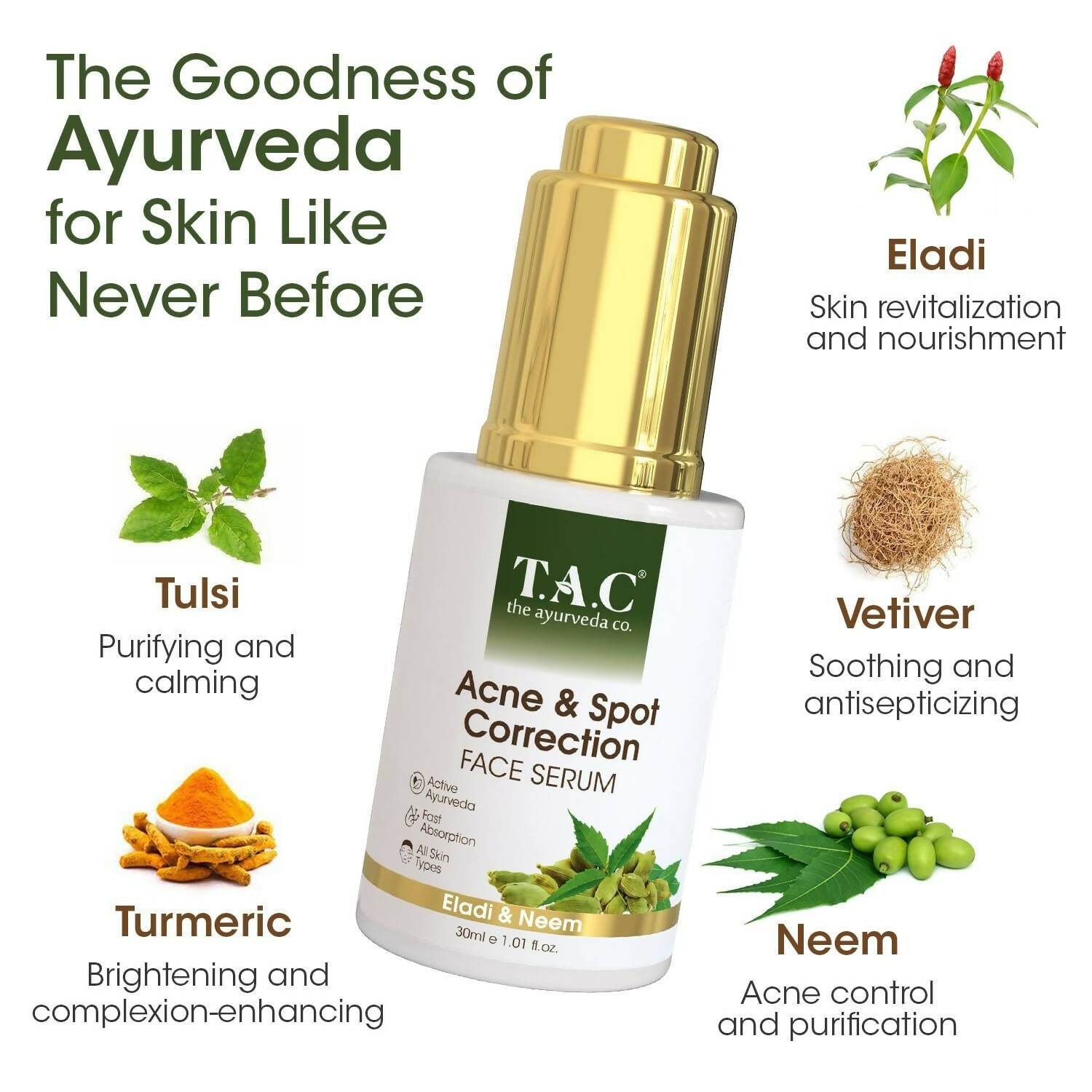TAC - The Ayurveda Co. With Eladi And Neem Face Serum - Distacart