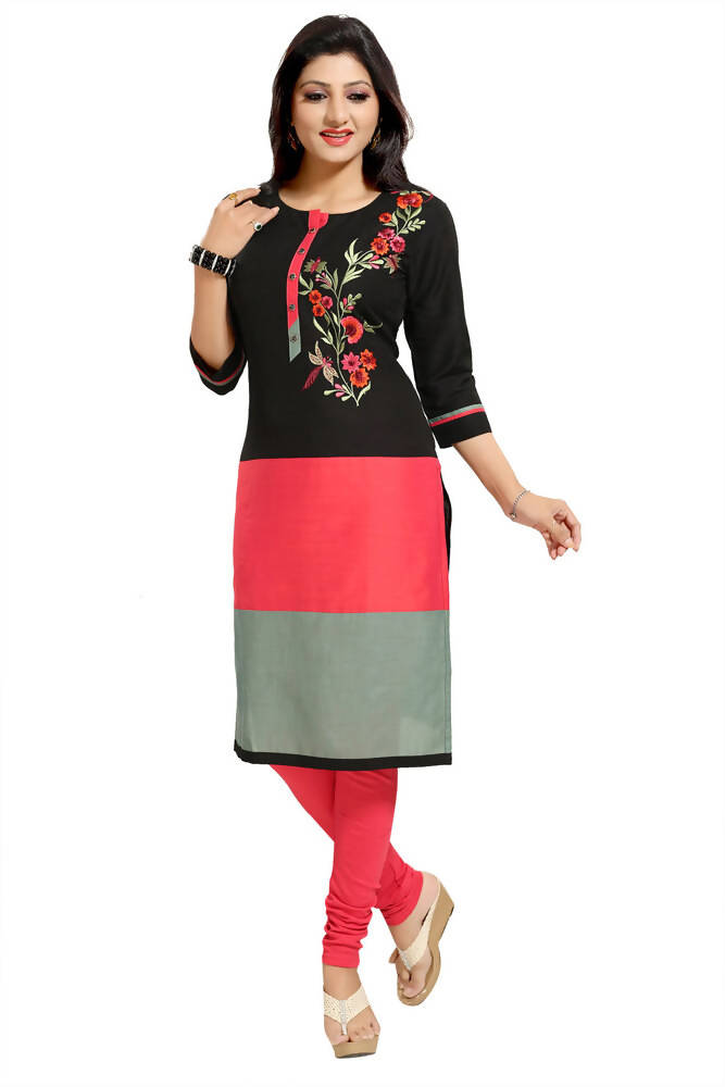 Snehal Creations Pristine Black Designer Threadwork Tunic