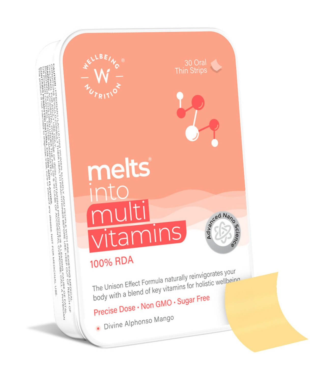Wellbeing Nutrition Melts Into Multivitamins Oral Strips-Divine Alphonso Mango Flavor - Distacart