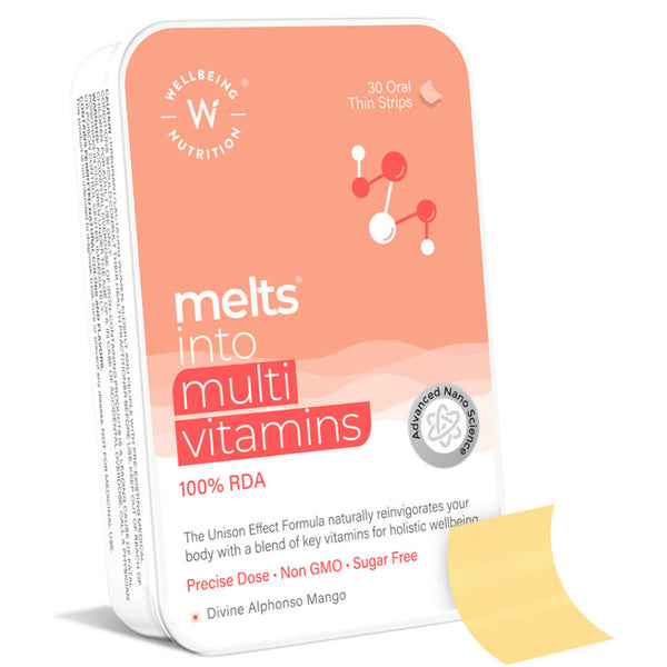 Wellbeing Nutrition Melts Into Multivitamins Oral Strips-Divine Alphonso Mango Flavor - Distacart