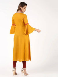 Thumbnail for Aniyah Latest Rayon Bell Sleeves Solid Anarkali Kurta In Mustard (AN-152K)