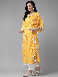 Thumbnail for Yufta Women Yellow & Off white Printed Kaftan Kurta