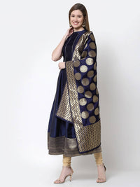 Thumbnail for Myshka Blue Color Silk blend Solid Sleeveless Anarkali Gown With Dupatta