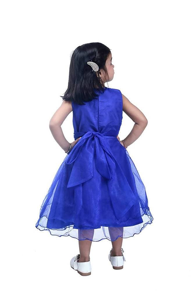 Asmaani Baby Girl's Blue Color Satin Knee Length Frock (AS-DRESS_22143) - Distacart