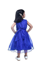Thumbnail for Asmaani Baby Girl's Blue Color Satin Knee Length Frock (AS-DRESS_22143) - Distacart