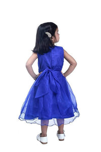 Thumbnail for Asmaani Baby Girl's Blue Color Satin Knee Length Frock (AS-DRESS_22143) - Distacart