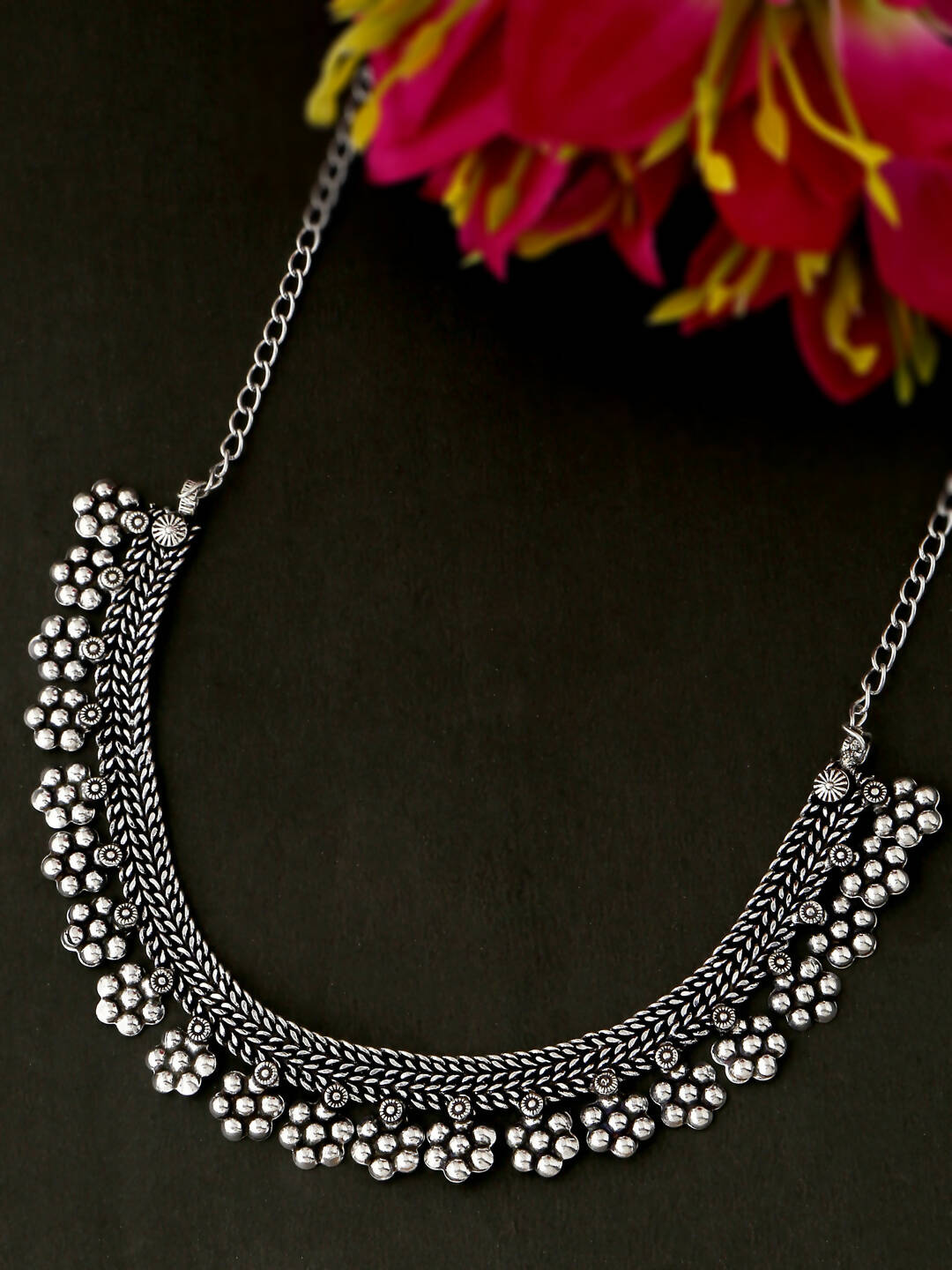 NVR Women Silver-Plated Oxidised Necklace - Distacart