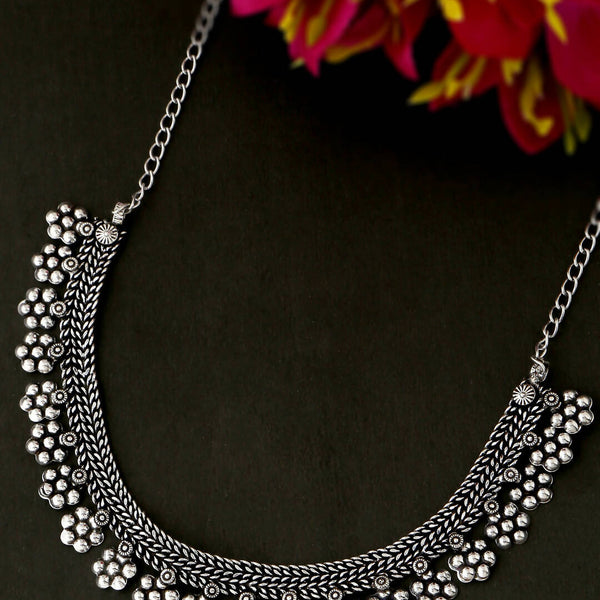 NVR Women Silver-Plated Oxidised Necklace - Distacart
