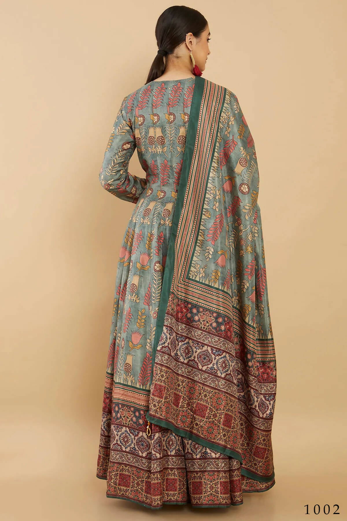 Women's Partywear Designer Green Soft Dola Silk Anarkali suit with Dupatta - Kalishta - Distacart