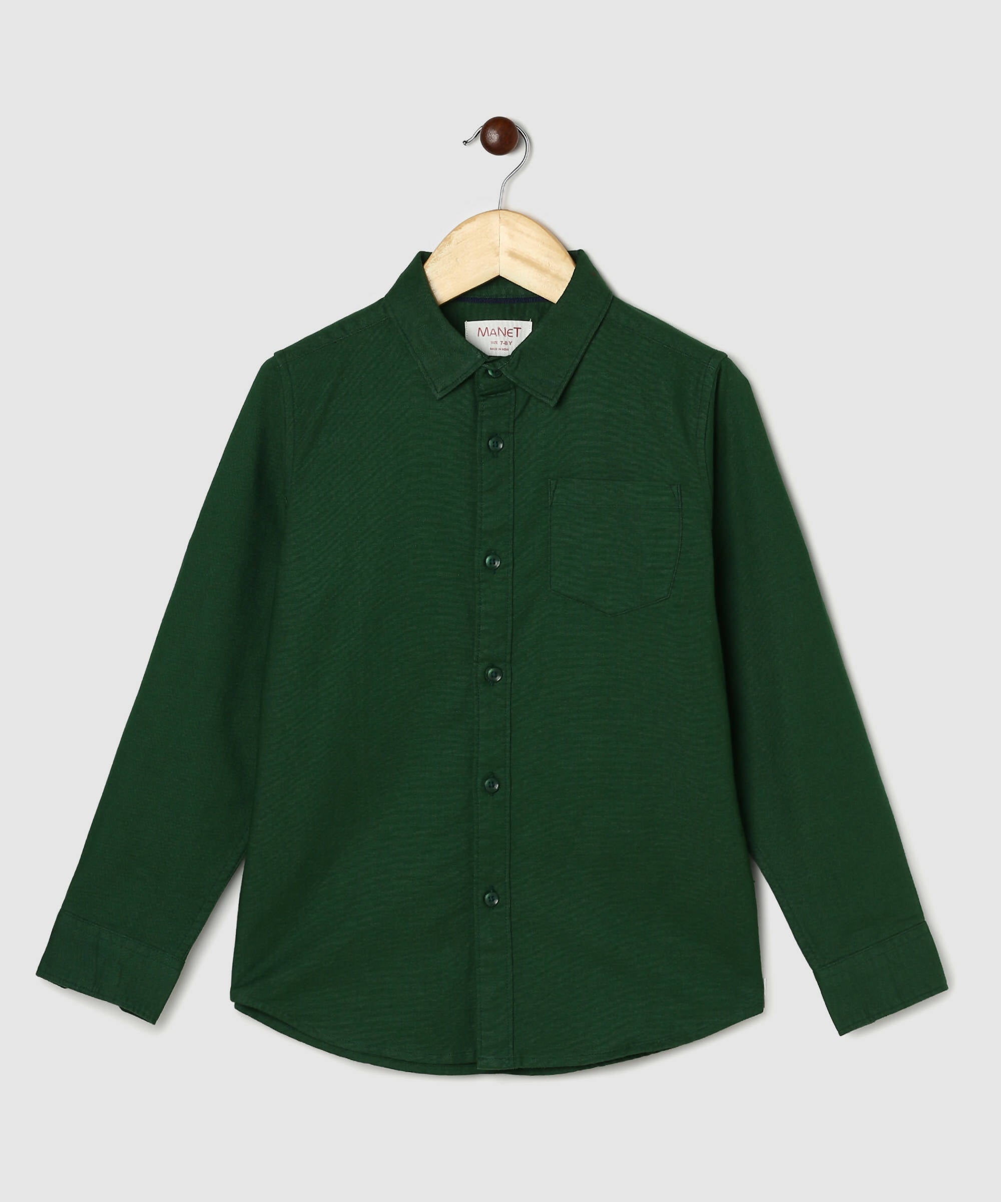Manet Boys Full Sleeves Solid Shirt - Green - Distacart