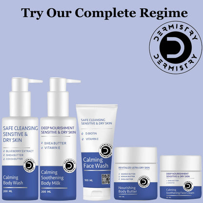 Dermistry Dry & Sensitive Skin Body Milk Lotion & Calming Face Wash - Distacart