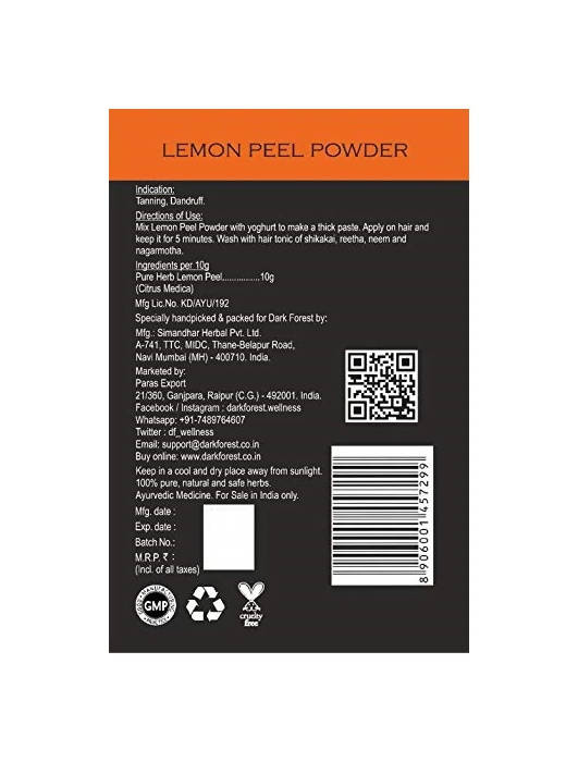 Dark Forest Lemon Peel Powder - Distacart