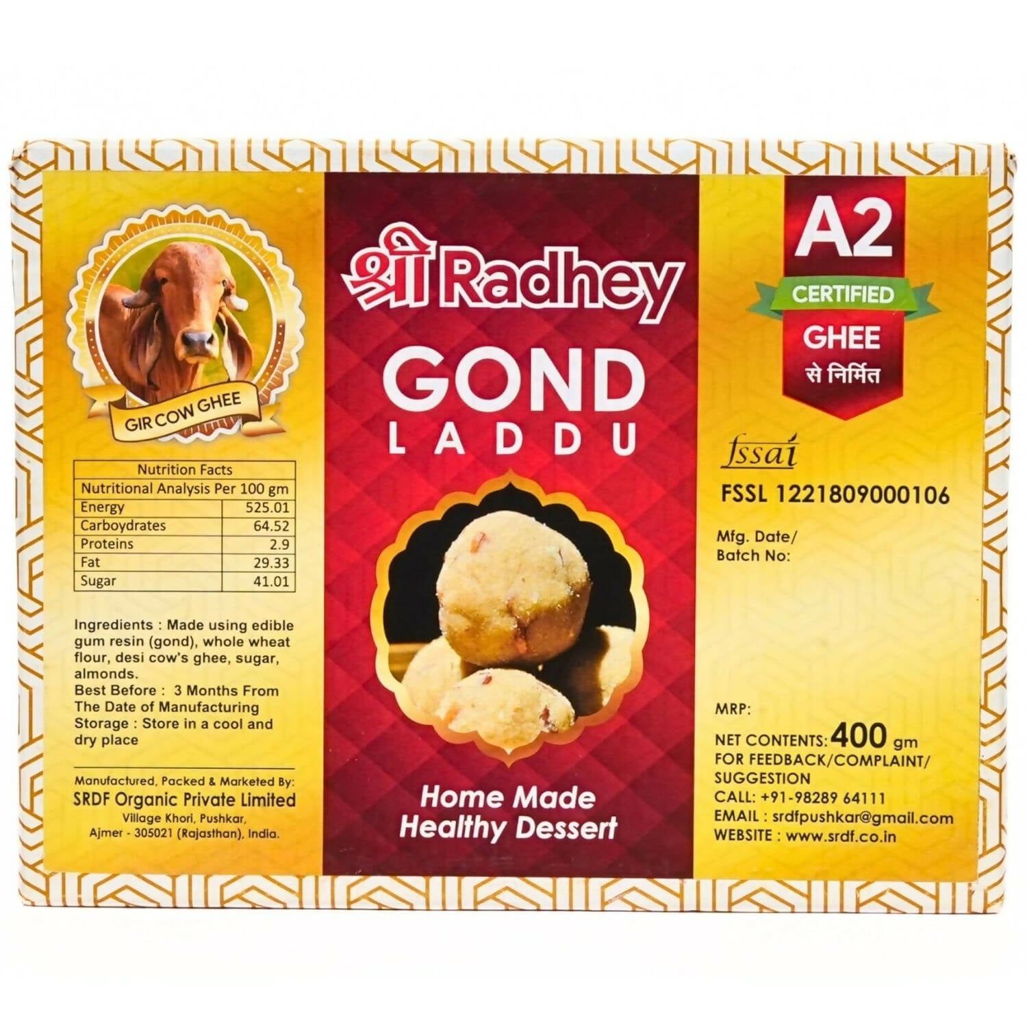 Shreeradhey Gir Cow ghee Home Made Gond Laddu - Distacart