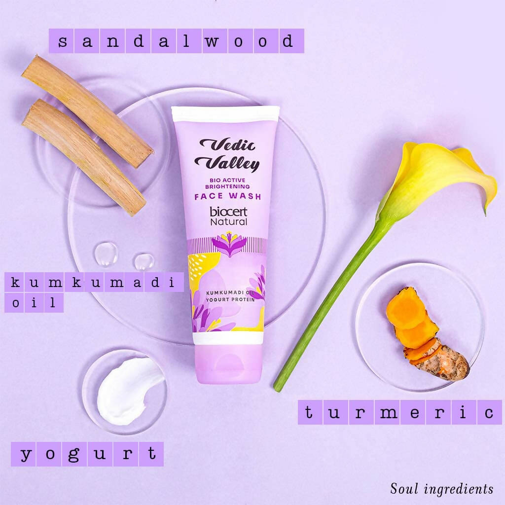Vedic Valley Face Wash Bio Brightening With Kumkumadi Oil & Yogurt Protein - Distacart