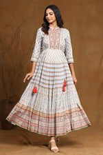Thumbnail for Juniper Women Grey Rayon Embroidered Flared Dress - Distacart