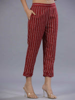 Thumbnail for Juniper Women Maroon Cotton Cambric Batik texture Printed Kurta, Pants and Dupatta Set - Distacart