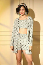 Thumbnail for Grey Platinum Creap Printed Co-Sets - Femella - Distacart