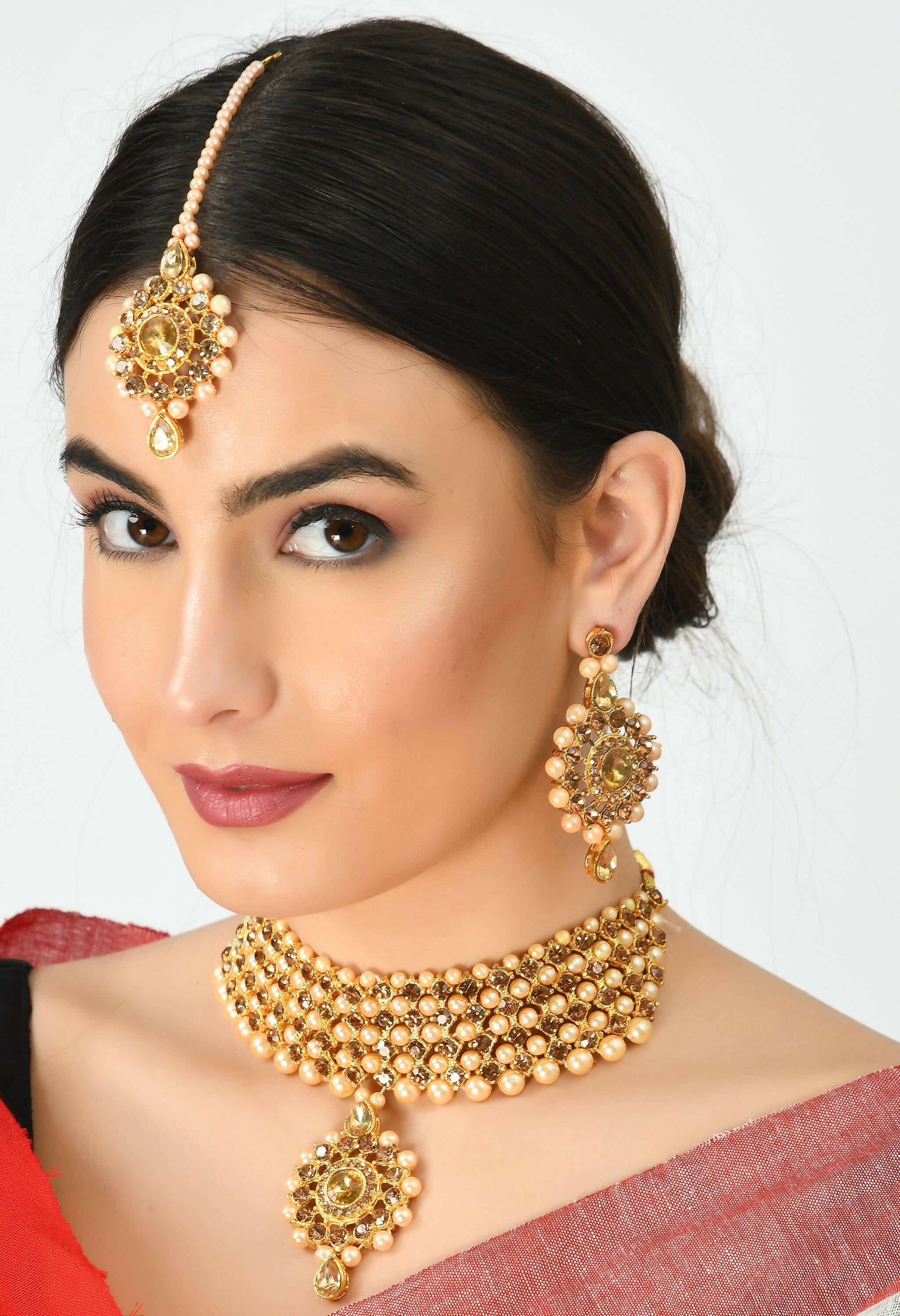 Mominos Fashion Johar Kamal Gold-Plated Brass Finish Kundan/Stone Choker For Women (Golden) - Distacart