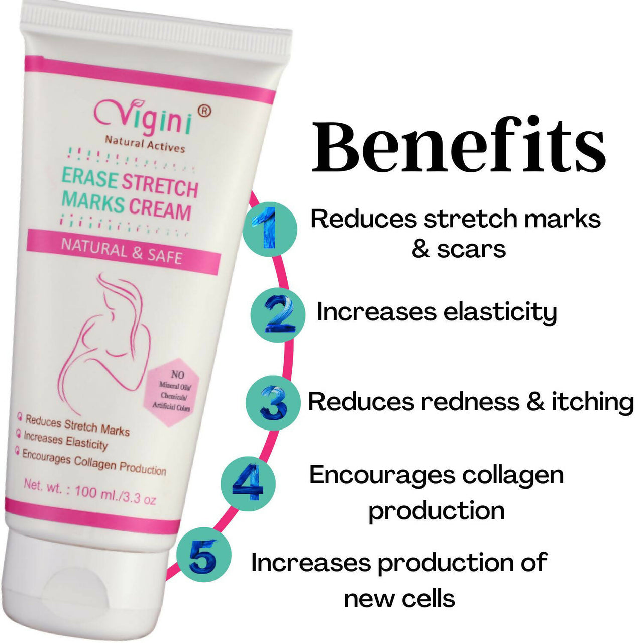 Vigini Natural Actives Stretch Marks Scars Removal Oil Cream - Distacart