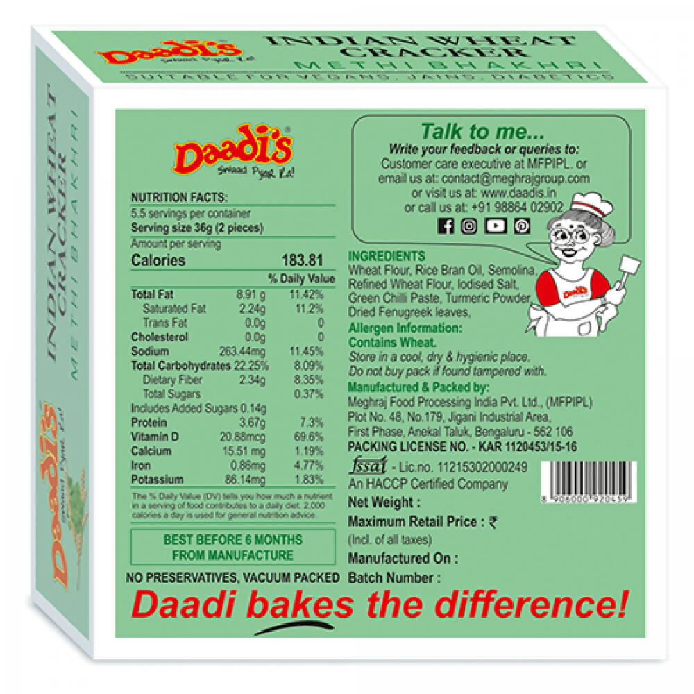 Daadi's Methi Bhakhri - Distacart