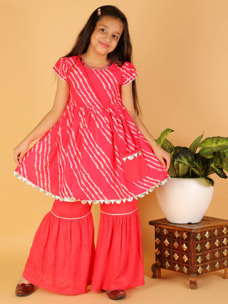 Lil Drama Girls Kurta With Sharara Set - Pink - Distacart