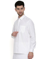 Thumbnail for Ramraj Cotton Mens Full Sleeve Formal 100 % Cotton White Shirt - Distacart