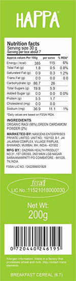 Thumbnail for Happa Organic Baby Food Sprouted Ragi Porridge Mix-Stage 2 - Distacart