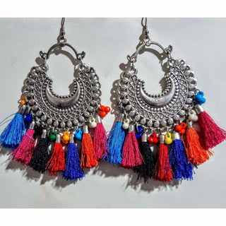 Muskan Glass Pearl Multi color Thread Fancy Earrings