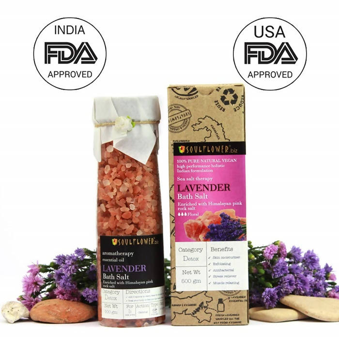 Soulflower Aromatherapy Essential Oil Lavender Bath Salt Enriched With Himalayan Pink Rock Salt - Distacart