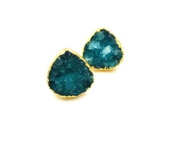 Bling Accessories Natural Stone Aqua Drop Earrings