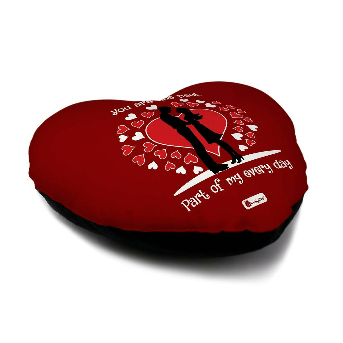 Indigifts Valentine Gifts Micro Satin Fibre Heart Shape Printed Cushion (Red Color) - Distacart