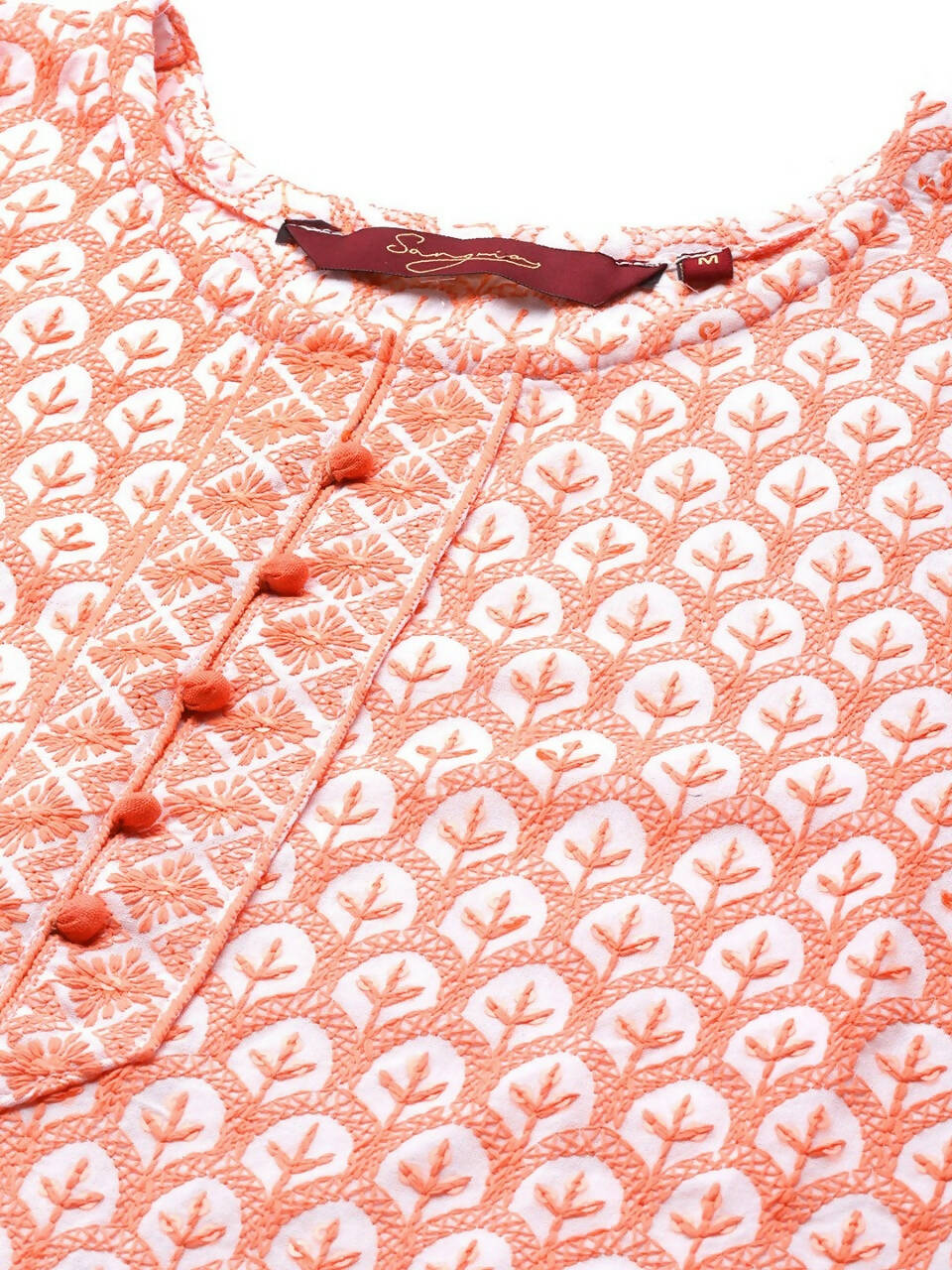 Deeps women's Orange Embroidered Rayon Kurta - Distacart