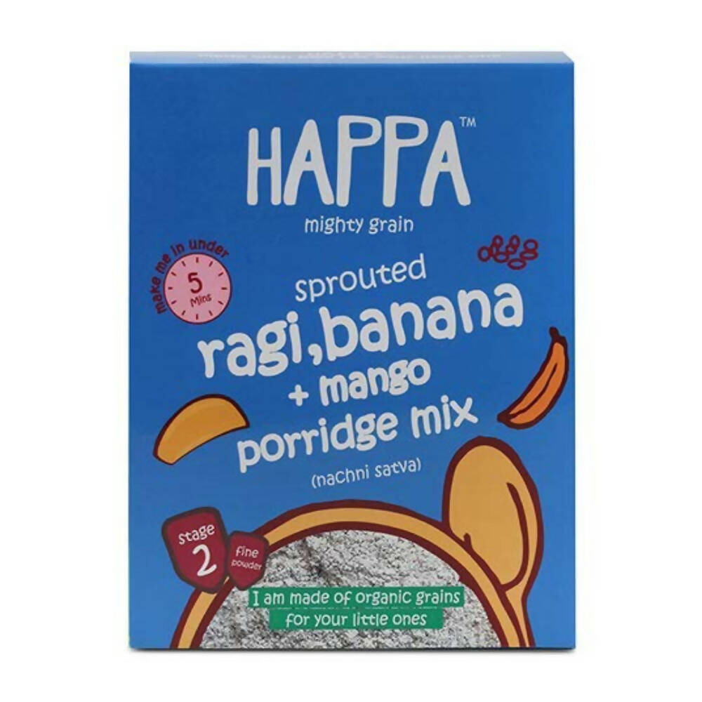 Happa Organic Baby Food Sprouted Ragi + Mango + Banana Porridge Mix - Distacart