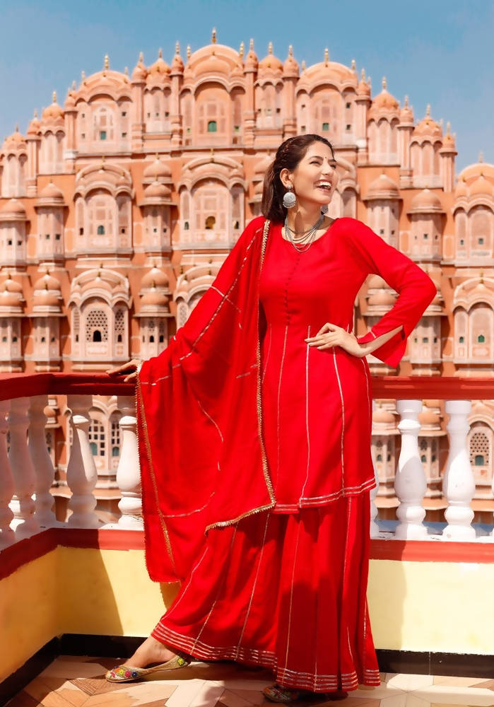 Cheera Kurta Sharara Dupatta set