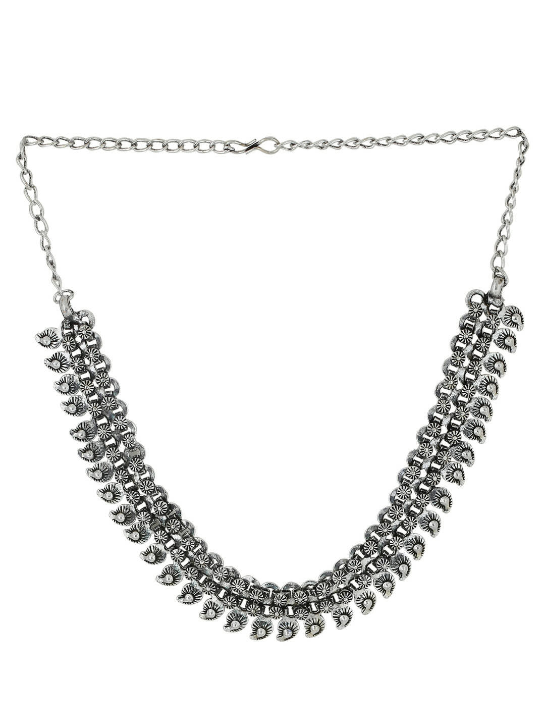 NVR Women Silver-Plated Oxidised Necklace - Distacart