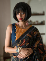 Thumbnail for Suta Black Floral Pure Cotton Saree - Distacart