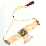 Thumbnail for Mominos Fashion Johar Kamal Off White Color Kundan & Pearls Necklace Set - Distacart