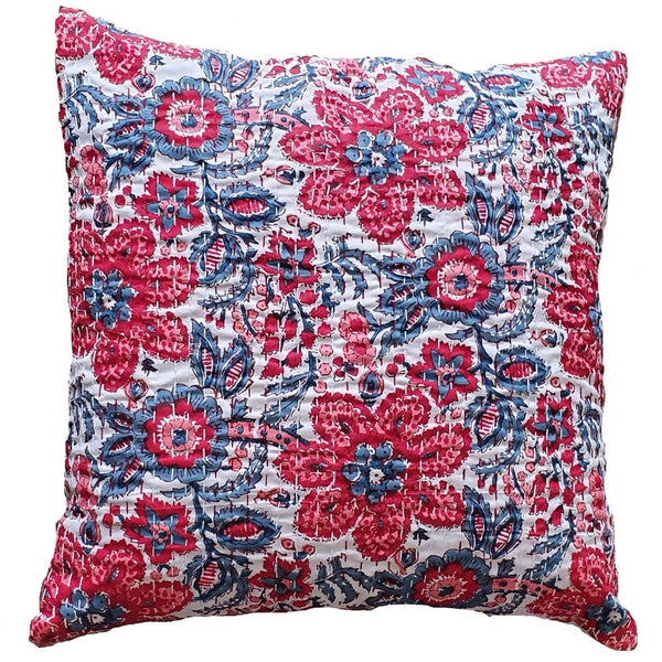 The Decor Nook Red And Blue Floral Print Cushion Cover - Distacart