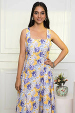 Thumbnail for Myshka Women Multi-Floral Rayon A-Line Round Neck Dress - Distacart