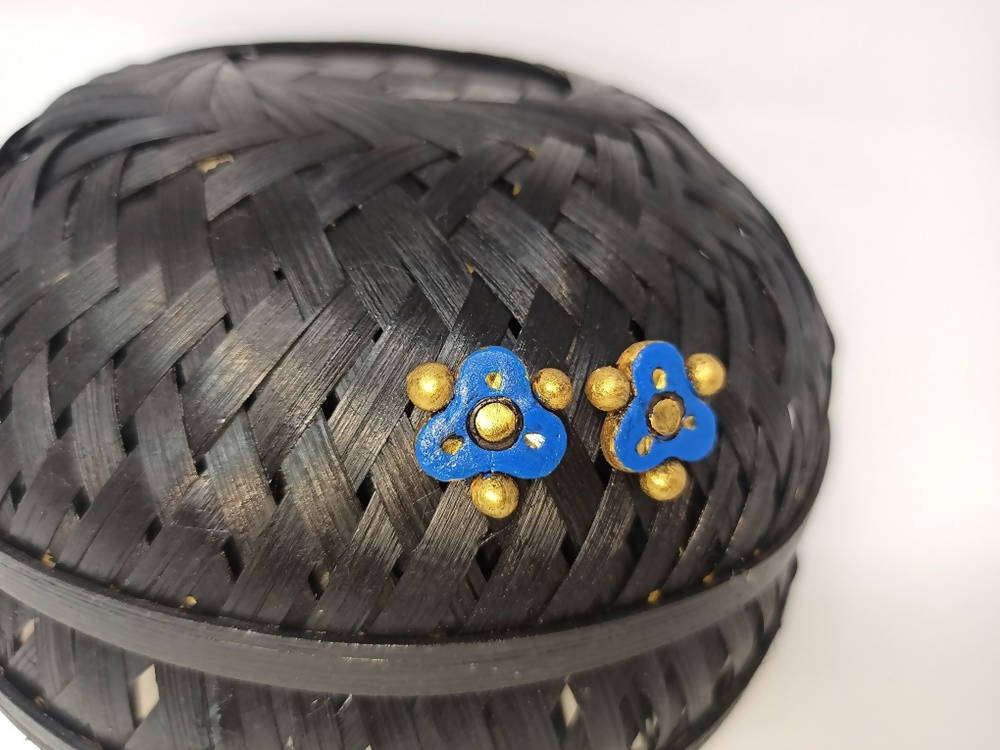 Terracotta Ear Studs-Blue