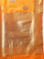 Thumbnail for Lorenvalley Fashion Orange Soft Silk Woven Design Gold Zari Weaving Saree - Distacart