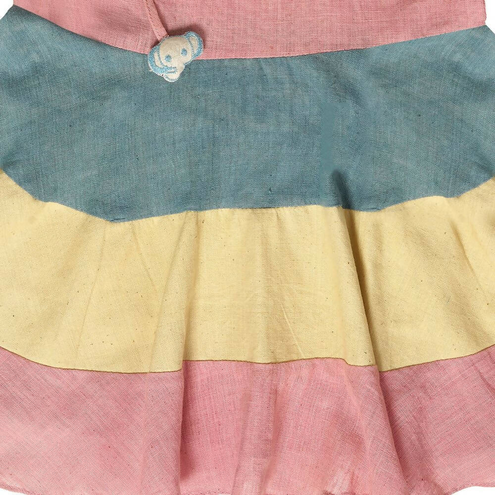 Mhyssa Sleeveless Flared Frock With Tie Ups - Pink - Distacart