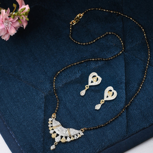 AanyaCentric Ad Short Mangalsutra Set Pendant with Earrings Golden - Distacart