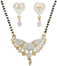 Thumbnail for AanyaCentric Ad Short Mangalsutra Set Pendant with Earrings Golden - Distacart