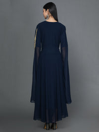Thumbnail for NOZ2TOZ Women's Blue Flared Georgette Gown - Distacart
