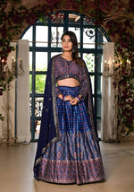 Thumbnail for Women's Wedding Traditional Blue Dull Satin Lehenga Choli - Kaushlya - Distacart