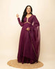 FIORRA Women's Wine Georgette Anarkali Kurta With Dupatta - Distacart