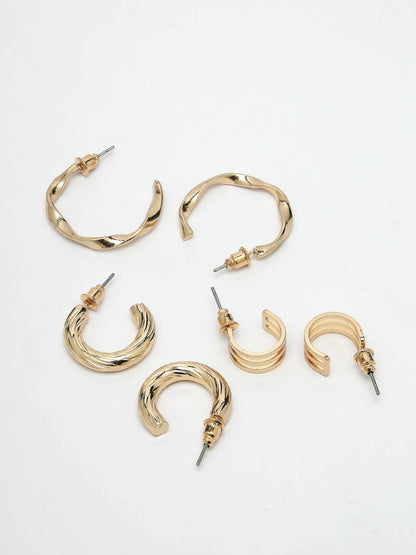 NVR Women's Set of 3 Gold-Plated Hoop Earrings - Distacart