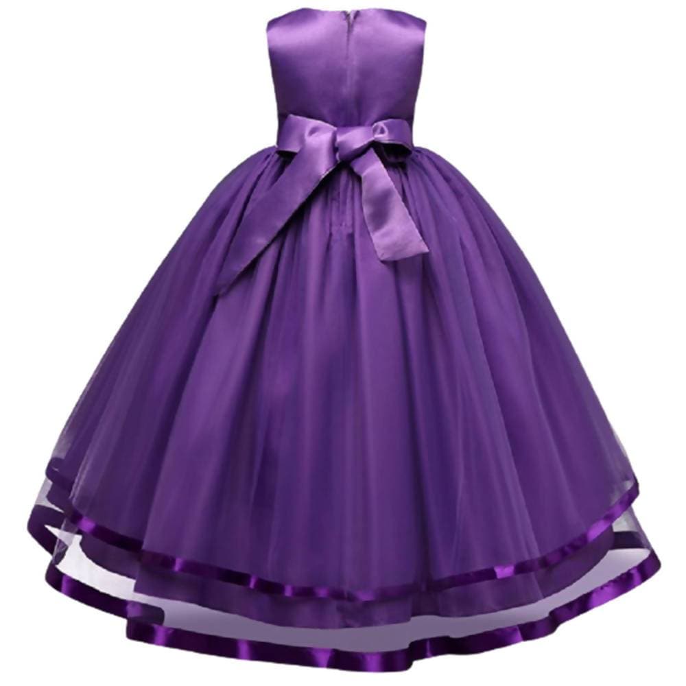 Asmaani Baby Girl's Purple-Color Satin A-Line Maxi Full Length Dress (AS-DRESS_22066) - Distacart