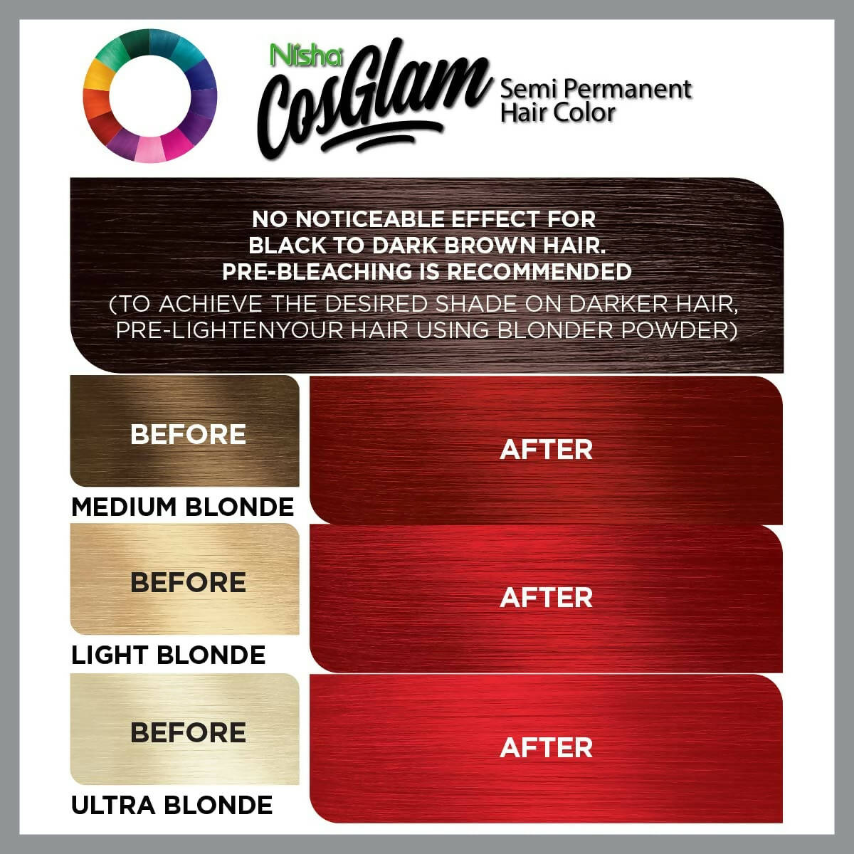 Nisha Cosglam Semi Permanent Hair Color 23 Valentine Red - Distacart